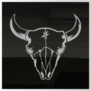 Cow Skull Cowboy Vaca Cuernos 14x13" SILVER Decal Sticker Calf Bull Rustlers! - Picture 1 of 1