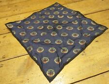 BURBERRY ARCHIVE LOGO PRINT SILK POCKET SQUARE MADE IN ITALY NAVY 