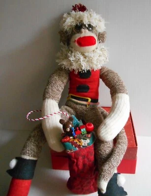 Vintage Hecho a Mano Original Rockford Tacón Rojo Navidad Santa Elfo Calcetín Mono 22" Foto 1 de 4
