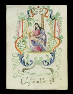 santino MINIATUR PERGAMENT 1700 CONSUMATUM EST-LA PIETA' - Bild 1 von 1