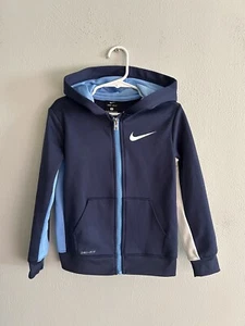 Nike Dri-Fit Full Zip Dark Blue/Light Blue/White Hoodie Sweatshirt Size 4T - Picture 1 of 6