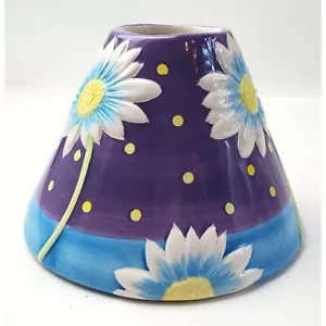 Kerzenglas Schirm lila blau weiß Blumen Gänseblümchen groß 4,5 Zoll - Bild 1 von 10