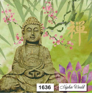 (1636) DOS servilletas individuales de papel para almuerzo decoupage - ESTATUA RELIGIOSA DE BUDA - Imagen 1 de 1