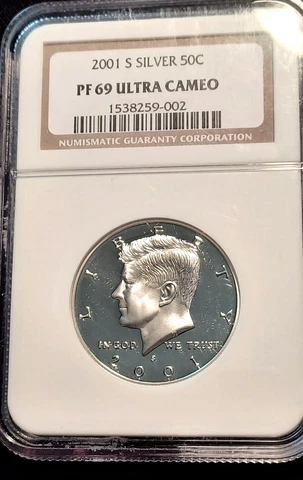 2001-S Silver NGC PF69 UCAM Kennedy Half Dollar Cover