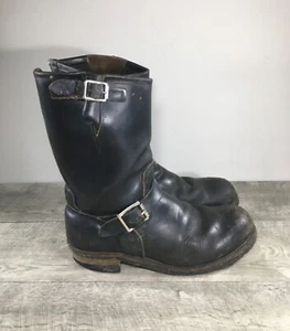 Vintage Red Wing 2268 Steel Toe Black Leather Engineer Biker Boots Size 10 - Picture 1 of 11