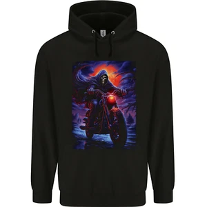 Skull Biker Motorcycle Motorbike Grim Reaper 16 Childrens Kids Hoodie - Picture 1 of 3