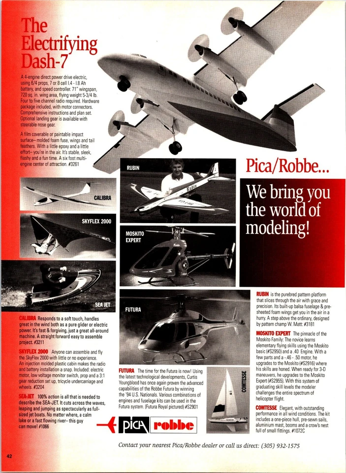 Dash-7 RC Airplane Vintage Print Ad Wall Art Decor PICA Robbe - Image 1 of 1