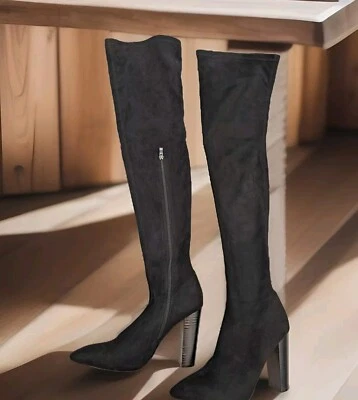 Billini Boots Women's 7 Above Knee Black Faux Suede Zip Up Piper Boots  - image 1 of 4