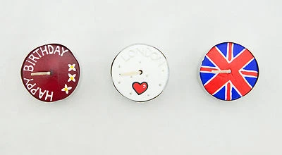 Lot 3 Small Candles London British Flag Happy Birthday 1.5" Tea Light Handpainte - Image 1 of 4