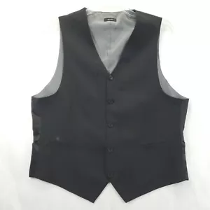 J Ferrar Vest Waistcoat Mens L Black Polyester V-Neck Modern Fit Button-Front - Picture 1 of 10