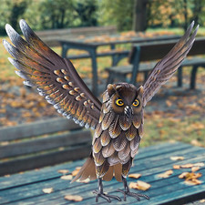Garden Owl Sculptures Statues Standing Metal Bird Yard Art for Patio Backyard