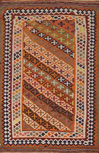 Flat weave Vegetable Dye Kilim Tribal Area Rug 5x8 Wool Handmade Reversible Rug - Picture 1 of 15