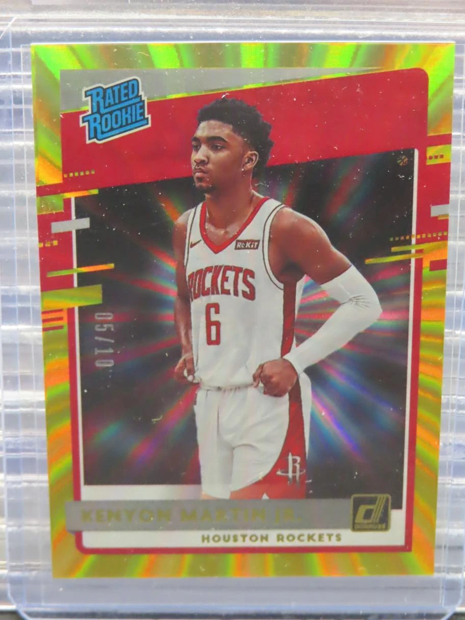 2020-21 Donruss Kenyon Martin Jr. Gold Laser Rated Rookie RC #5/10 Rockets