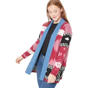 Attitude by Renee Größe SMALL Southwest Strickjacke mit Denim Revers AZTEC ROSE A470422 - Bild 1 von 1