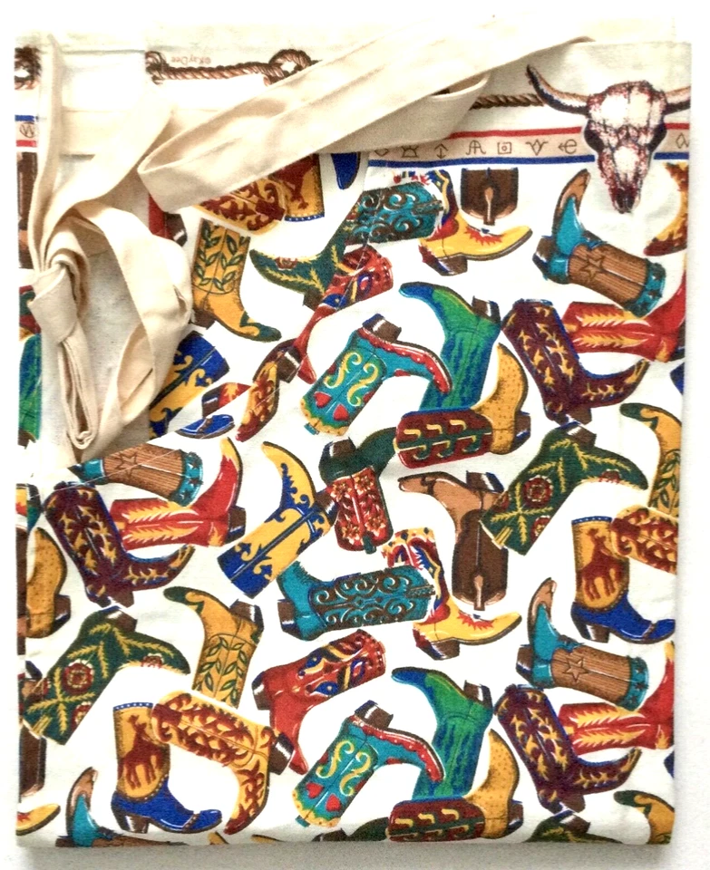 KAY DEE Designs Chef  Bib Apron 'Barn Dance'  Cowboy Boots Cotton NEW! CRISP!! - Image 1 of 4