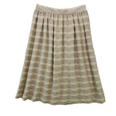 Falda midi vintage para mujer color tostado marfil palomitas a rayas talla 7/8 Foto 1 de 4