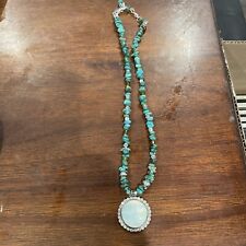 Kirks Folly Blue Seaview Moon Necklace On Beaded Cord Vintage Qvc