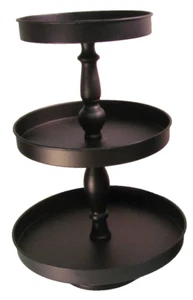 Black 3 Tiered Metal Tray Stand Decorative Farmhouse, Coffee Station - Picture 1 of 11