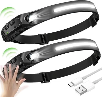 2PCS Linterna Frontal Cabeza LED Recargable Potencia, USB Luz, Headlamp Gobeam - Imagen 1 de 4