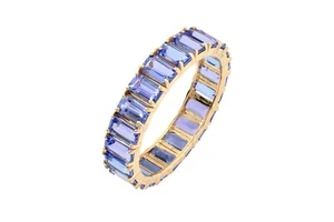 Natural 7.44 CTW Octagon Cut Tanzanite Gemstone 14k Yellow Gold Stackable Band - Picture 1 of 10