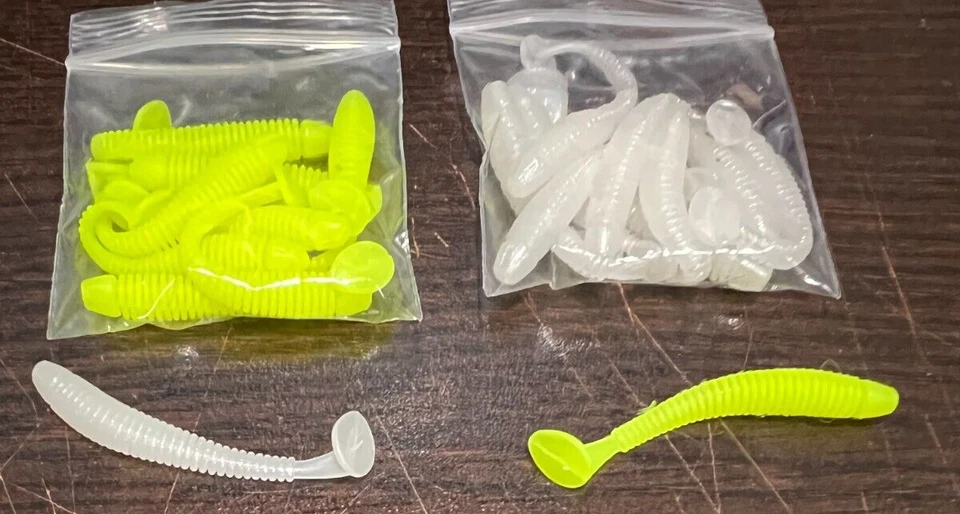 20 CT. COLA DE PALETA MINNOWS SHAD "BLANCO Y AMARILLO" * PLÁSTICO SUAVE MIERDA, CEBO Foto 1 de 1