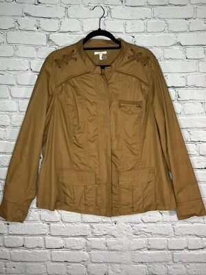 Chaqueta Maurices Mujer Talla 1 Marrón Cremallera Completa Bolsillos Encaje Botón Acentos Foto 1 de 4