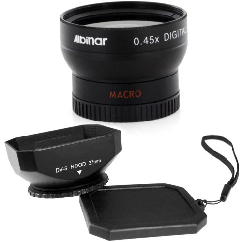 Albinar 37mm Wide Angle Lens + Black Square Hood for Sony HDR CX160 CX130 XR160 - Image 1 of 1