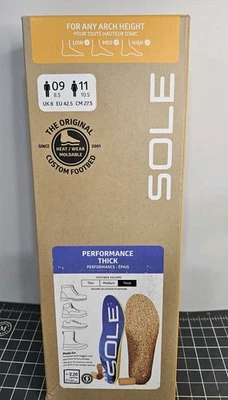 SUELA Performance Plantillas Gruesas Hombre 9 Mujer’s 11 Corcho Moldeable Soporte Arco NUEVO Foto 1 de 4