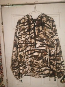 Forest Camo Hooded Pullover Windbreaker/Jacket Sz S 34-36 No Boundaries 1/2 Zip - Picture 1 of 6