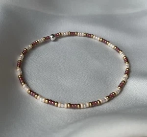 Minimalist casual Beaded Peach seed Bead Petite Friendship Stretchy Bracelet - Picture 1 of 3