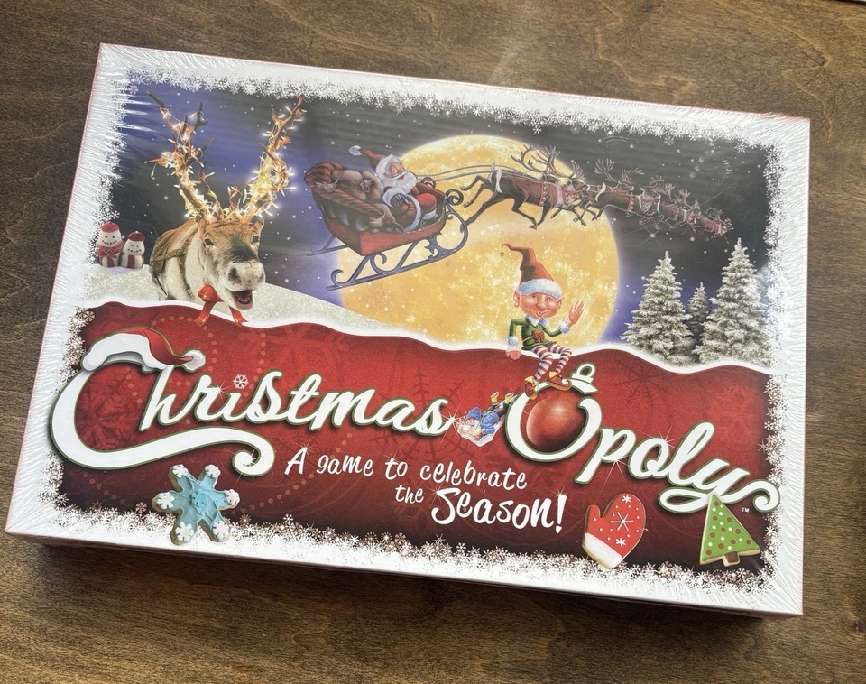 Christmas-Opoly Monopoly Board Game contents NEW Sealed 2-6 players 8 UP - Image 1 of 3