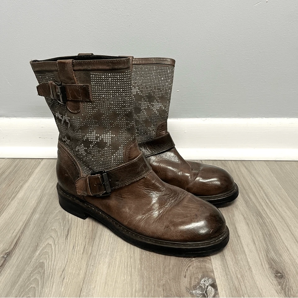 Janet Botas Deportivas Mujer’s 39 Polacco Brixton Cuero Marrón Deporte Motociclista Foto 1 de 4