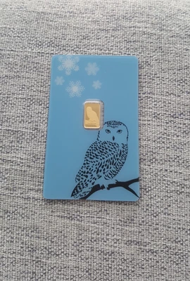 Goldbarren 1g Pamp Suisse Snowy Owl / Schnee-Eule  999.9 Feingold 1 Gramm - Bild 1 von 2