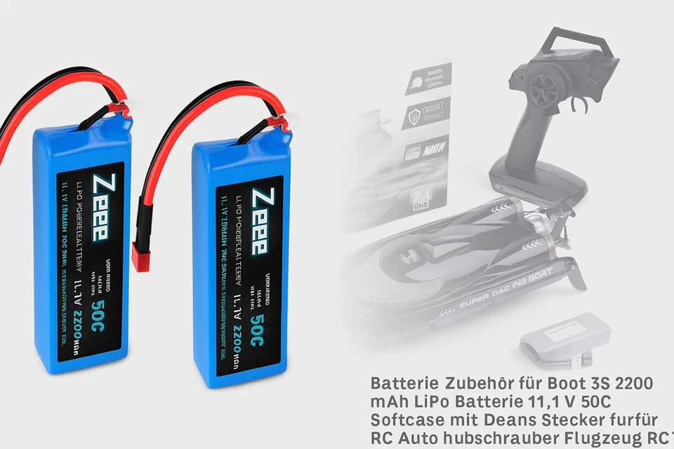 🔋Zeep WL916 RC-Boot LiPo Akkus – 2x 11.1V 2200mAh 50C - Bild 1 von 1