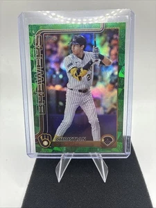2025 Topps Series 1 Christian Yelich Green Spring Training /99 SP #49 BREWERS - Picture 1 of 3