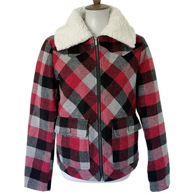 Chaqueta Cruel Denim a Cuadros Roja Negra Gris Tweed Mezcla Lana S Pequeña Country Western Foto 1 de 4