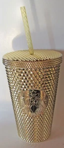 Starbucks Gold Diamond Studded Tumbler Cold Cup Grande 16oz 2022 - Picture 1 of 4
