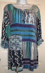 Cute Blue/White Multiprint PARSLEY & SAGE Long Tab Sleeve Tunic - XL - Imagen 1 de 2