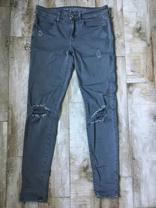 Jeans American Eagle Jegging super elasticizzato grigio invecchiato donna taglia 6 - Foto 1 di 4