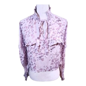 Jen's Pirate Booty Toucan Animal Print Ruffled Cropped Blouse Boxy Women's S - Picture 1 of 7