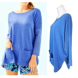 Suéter Lilly Pulitzer Cobo Cuello Barco Jaspeado Azul Costero Gran Tamaño GRANDE - Imagen 1 de 10