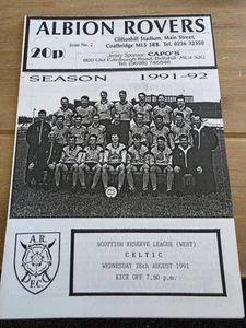 Albion Rovers V Celtic Reserve League 28th August 1991 L6 - Picture 1 of 3