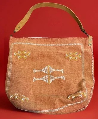 Bolso para mujer Jenna Bee hecho a mano de seda y algodón marroquí con correa de cuero NUEVO Foto 1 de 4