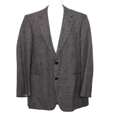 Jos A Bank Silk Wool Sport Coat Men's Size 42L Black White Houndstooth 2 Button - Image 1 of 4