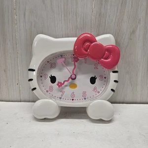 Reloj de Pared Anime Sanrio Hello Kitty Analógico Blanco Rosa Arco Probado Funciona - Imagen 1 de 4