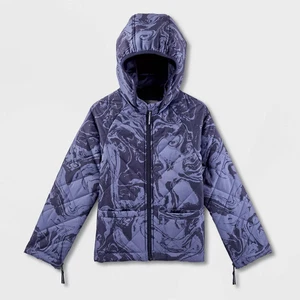 Kids' Adaptive Quilted Swirl Jacket - Cat & Jack Navy Blue XS - Picture 1 of 5