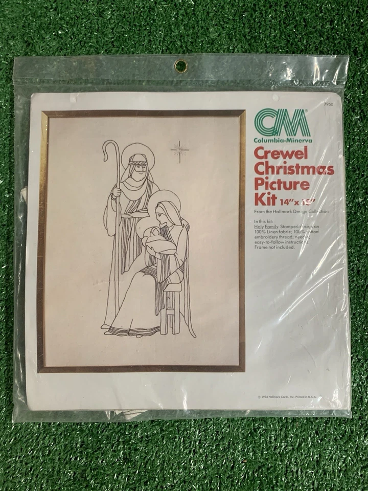 Columbia-Minerva Crewel Navidad Cuadro Kit 14x18 - Sagrada Familia - Sin abrir Foto 1 de 4