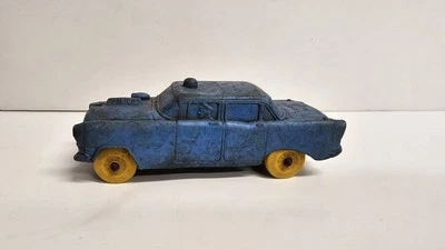 Coche de policía #2008 antiguo de goma 1950 azul 4,5 pulgadas  Foto 1 de 4