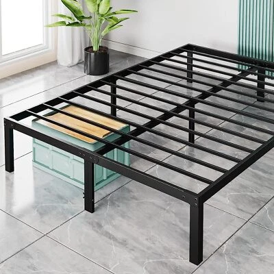 14 Inch Heavy Duty Metal Platform Bed Frame King Size Sturdy Steel Slat Support - Image 1 of 4