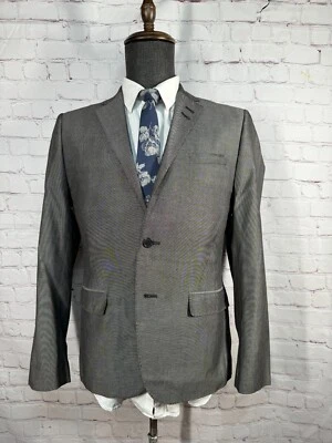 Jaqueta Blazer Casaco Esportivo H&M Masculina Cinza SLIM FIT ALGODÃO COTOVELO PATCHES TAMANHO 38R - Imagem 1 de 4